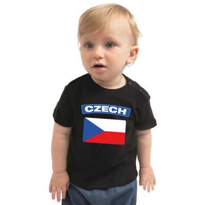 Czech t-shirt met vlag Tsjechie zwart voor babys Czech t-shirt met vlag Tsjechie zwart voor babys