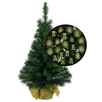 Mini kerstboom/kunst kerstboom H75 cm inclusief kerstballen groen - thumbnail