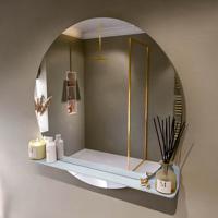 MONDIAZ SPOT spiegel rond 100cm met Spiegelplanchet kleur Clay.