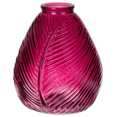 Bloemenvaas - paars - transparant glas - D14 x H16 cm