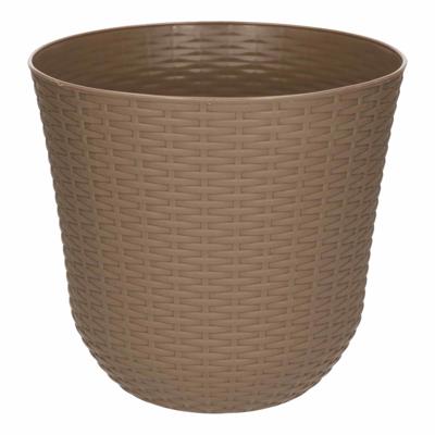 PlasticForte Bloempot - taupe - D25xH23 cm - rotan kunststof - plantenpot