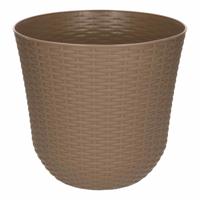 PlasticForte Bloempot - taupe - D25xH23 cm - rotan kunststof - plantenpot