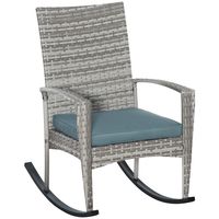 Outsunny schommelstoel schommelstoel tuinstoel met kussen, poly-rotan + metaal, grijs, 66 x 88 x 98 cm