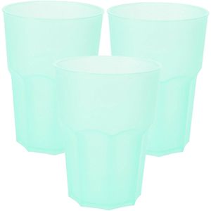 Limonade/drinkbeker kunststof - 4x - mintgroen - 480 ml - 12 x 9 cm - Bekers