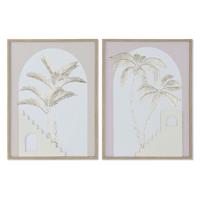 Schilderij Home ESPRIT Wit Beige Palmen Scandinavisch 45 x 2,2 x 60 cm (2 Stuks)