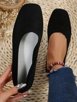 High-Elastic Mesh Fabric Square Toe Comfy Shallow Shoes - thumbnail