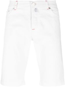 Kiton short en jean à patch logo - Blanc