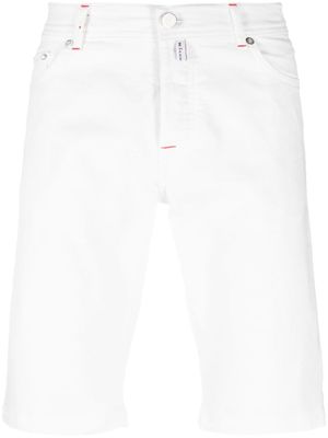 Kiton short en jean à patch logo - Blanc