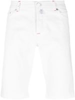 Kiton short en jean à patch logo - Blanc