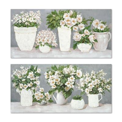 Schilderij Home ESPRIT Wit Grijs Romantiek 140 x 3 x 70 cm (2 Stuks)
