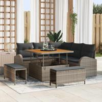 Tuinbankenset met kussen 8 pcs Grijs poly rattan