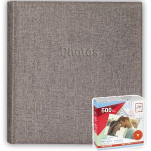 Fotoboek/fotoalbum met 30 paginas bruin 29 x 31 x 4 cm inclusief plakkers