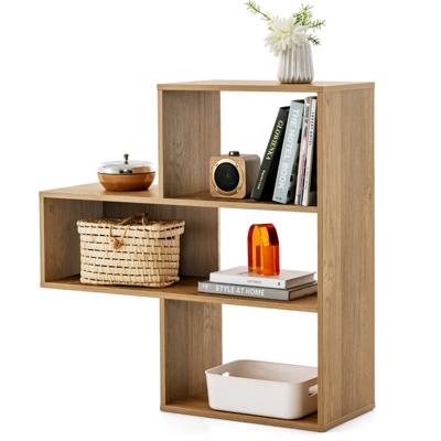 Convex Boekenrek met Kantelbeveiliging 3 Niveaus Staand rek Kamerscherm 29,5 x 84 x 83,5 cm Natuur