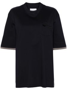 sacai t-shirt en coton à empiècements - Bleu