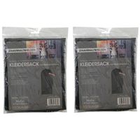 Kledinghoes beschermhoes met rits - 2x - zwart - polyester - 61 x 135 cm - Kledinghoezen - thumbnail
