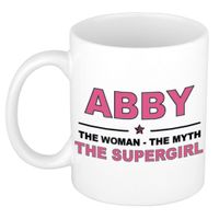 Naam cadeau mok/ beker Abby The woman, The myth the supergirl 300 ml   -