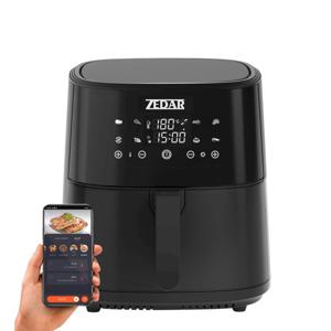 Zedar AF600 Airfryer XXL - Met APP - Groot 8 Liter - Heteluchtfriteuse - Zwart - Digital Touchscreen - 50 voorgeprogram