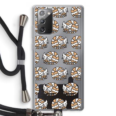 Slapende poes: Samsung Galaxy Note 20 / Note 20 5G Transparant Hoesje met koord