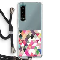 Gekleurde driehoekjes: Sony Xperia 5 III Transparant Hoesje met koord