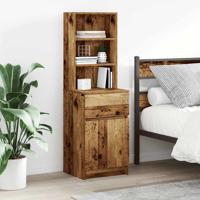 Nachtkastje 39x35x125 cm bewerkt hout oud houtkleurig