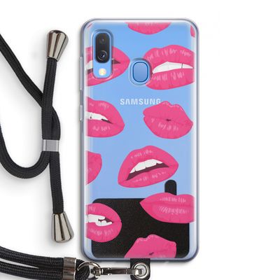 Bite my lip: Samsung Galaxy A40 Transparant Hoesje met koord