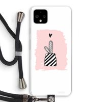 Zwart-wit cactus: Pixel 4 XL Transparant Hoesje met koord