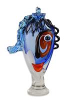 A MURANO STYLE ABSTRACT GLASS FIGURINE OF A LADIES HEAD