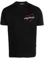 DSQUARED2 t-shirt à logo cœur imprimé - Noir