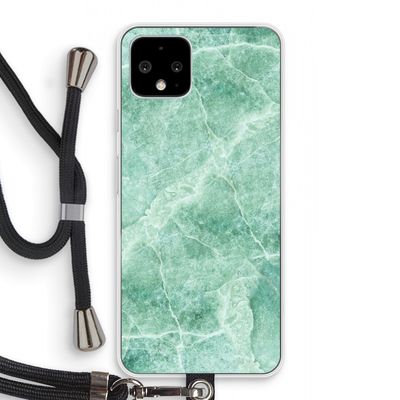Groen marmer: Pixel 4 Transparant Hoesje met koord