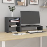 Monitorstandaard 81x20x30 cm massief grenenhout grijs