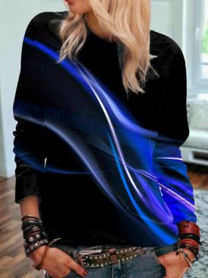 Casual Long Sleeve Round Neck Printed Tops Sweatshirts Casual Long Sleeve Round Neck Printed Tops Sweatshirts