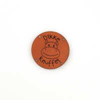 Leren label Nijlpaard 'Dikke knuffel' rond 35mm Chestnut - 2 stuks - thumbnail