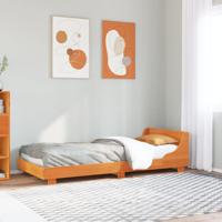 Bedframe zonder matras massief grenenhout wasbruin 90x190 cm