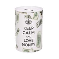 Spaarpot blik dollar biljetten - keep calm - 10 x 15 cm