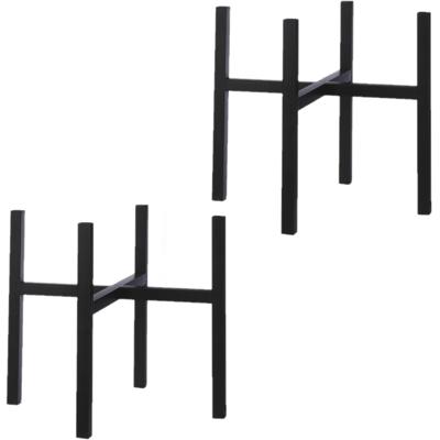 Mica Decorations - 2x - bloempot plantenpot standaard / verhoger - zwart - B46 x H40 cm - metaal