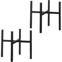 Mica Decorations - 2x - bloempot plantenpot standaard / verhoger - zwart - B46 x H40 cm - metaal