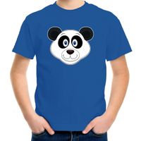 Cartoon panda t-shirt blauw voor jongens en meisjes - Cartoon dieren t-shirts kinderen