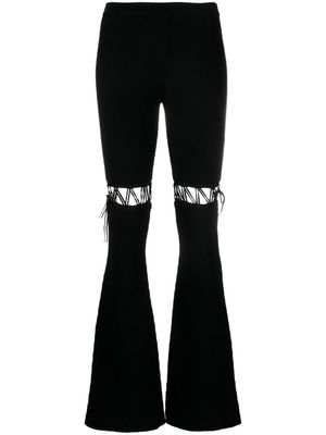 Nensi Dojaka pantalon évasé à détails noués - Noir