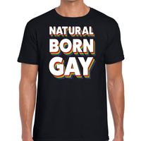 Natural born gay t-shirt zwart voor heren - thumbnail