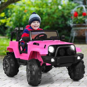Elektrische Jeep 12 V Kinderauto met 2, 4 G Afstandsbediening Elektrische Auto met Muziek Roze