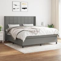 Boxspring met matras stof donkergrijs 160x200 cm