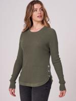 Geribde trui met ronde zoom van katoen-cashmere-melange