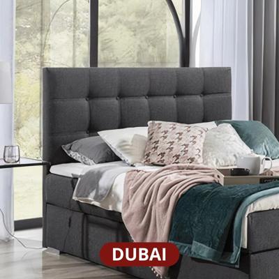 2dekans Opberg Boxspring met Lade - Dubai Hoofdbord - 160 x 200 Velvet Grijs - Incl. 2 Hocker met lade (Niet in originele verpakking - kans op schade)