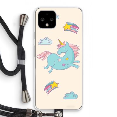 Vliegende eenhoorn: Pixel 4 Transparant Hoesje met koord
