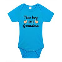 This boy loves grandma cadeau baby rompertje blauw jongens 92 (18-24 maanden)  -