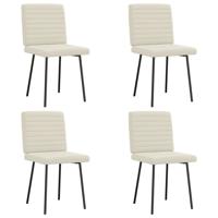 Eetkamerstoelen 4 st fluweel crèmekleurig