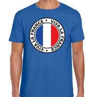 Verkleed T-shirt voor heren - Viva La France - blauw - voetbal supporter - themafeest