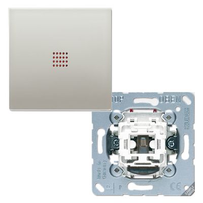 Jung LS990 Aluminium 2-polige schakelaar met drukknop