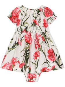 Dolce & Gabbana Kids robe froncée à fleurs - Tons neutres