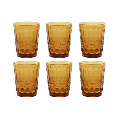 Glazenset Home ESPRIT Amber Kristal Met reliëf 240 ml (6 Stuks)